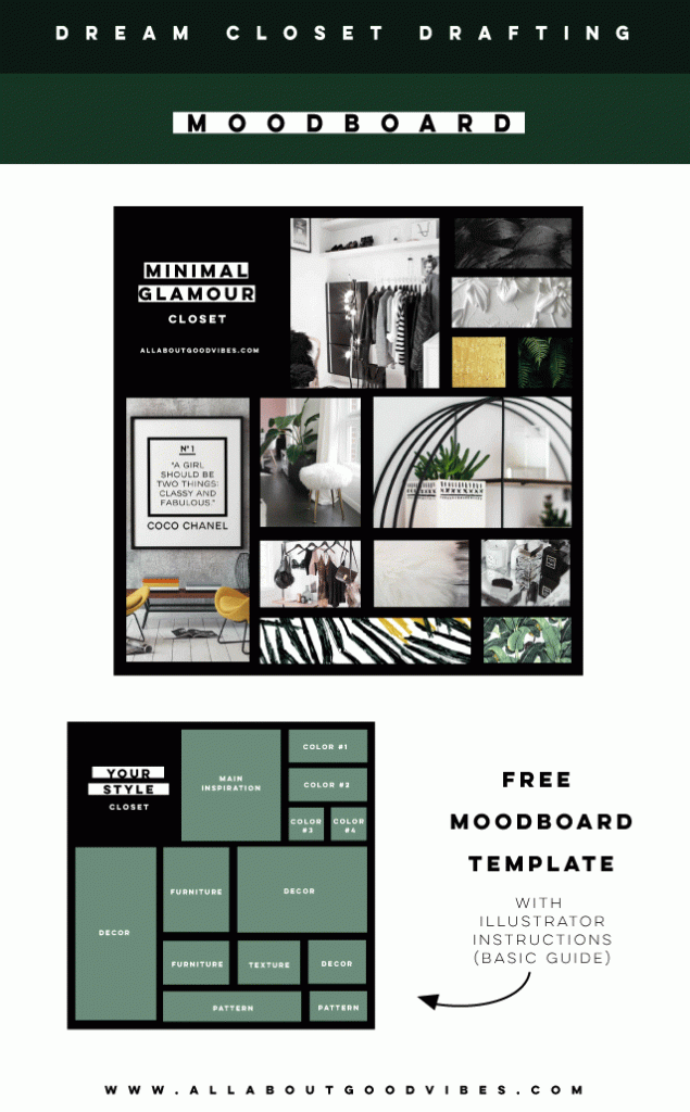 Drafting A Dream Closet With Pinterest Free Downloadable Ai Moodboard Template With Mood Board Illustrator Template