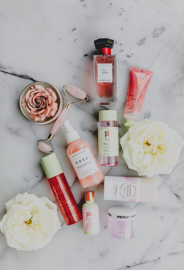 Favorite Rose Beauty and skincare products allaboutgoodvibes.com Molly Larsen Instagram @thevibescloset beauty and lifestyle blogger